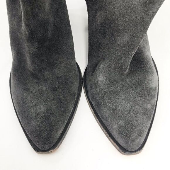 Dolce Vita Gray Suede Leather Soft Structure Western Style Heeled Ankle Boots - Picture 9 of 16